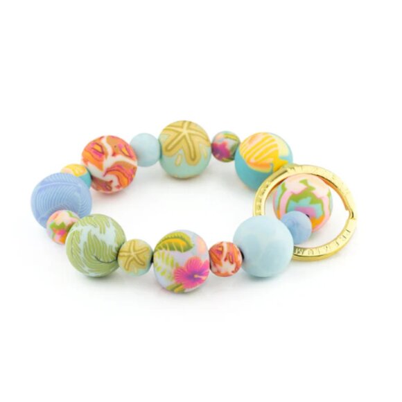 106 JILZARAH Handcrafted Polymer Clay Bead Bracelet Keychain Beach Day - Picture 1 of 2